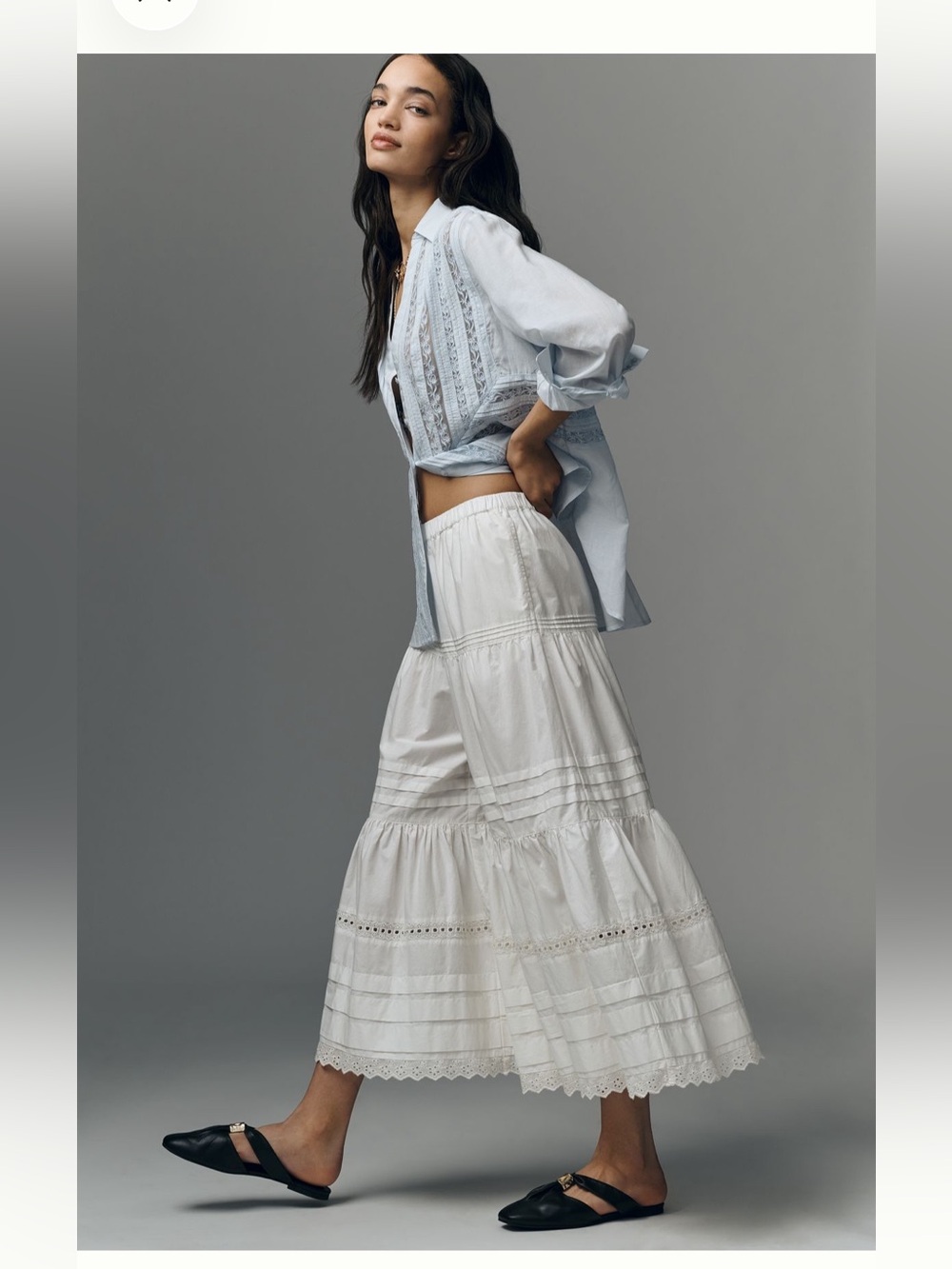 Anthropologie lace petticoat crop wide leg pants - Picture 2 of 10
